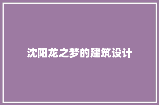 沈阳龙之梦的建筑设计