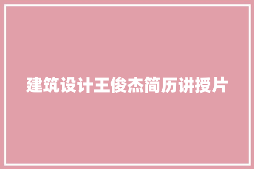 建筑设计王俊杰简历讲授片