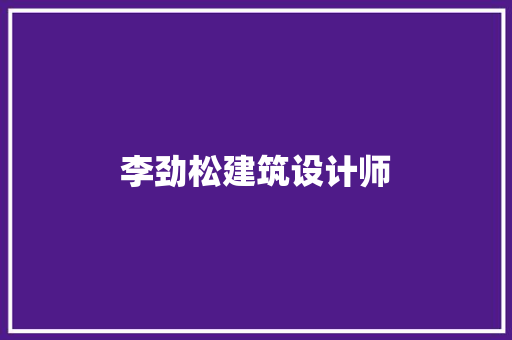 李劲松建筑设计师