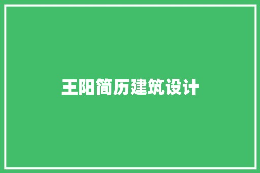 王阳简历建筑设计 设计原则