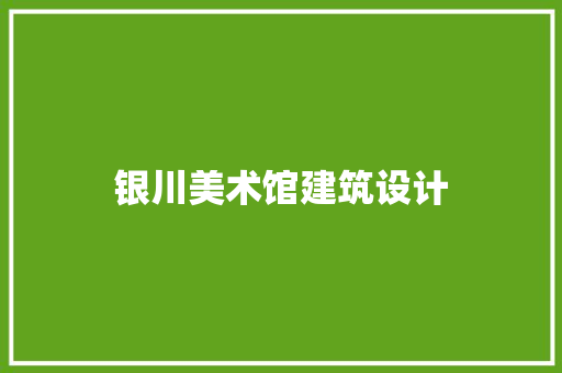 银川美术馆建筑设计 施工技术