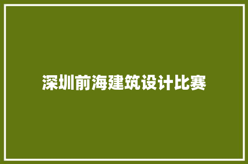 深圳前海建筑设计比赛