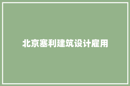 北京塞利建筑设计雇用 施工工艺