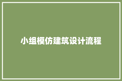 小组模仿建筑设计流程