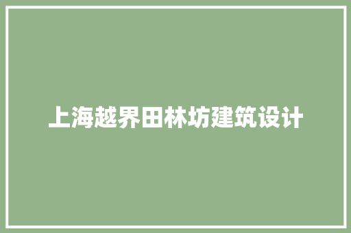 上海越界田林坊建筑设计