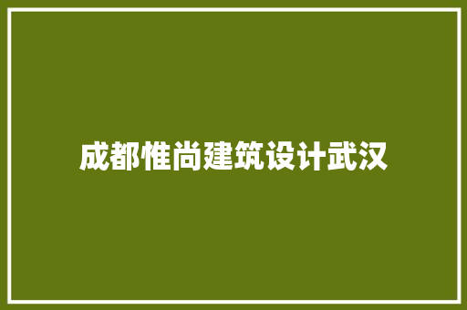 成都惟尚建筑设计武汉 施工工艺