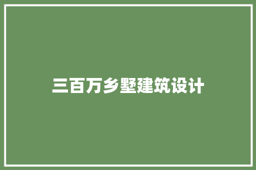 三百万乡墅建筑设计 施工管理