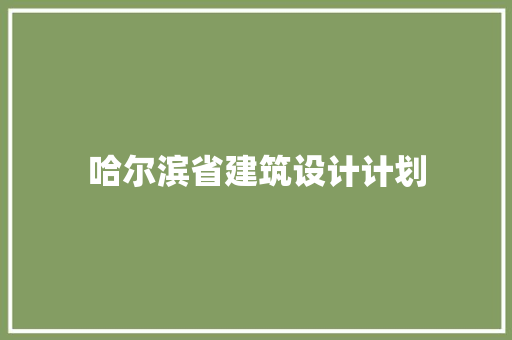 哈尔滨省建筑设计计划 建筑设计
