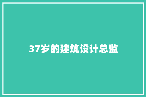 37岁的建筑设计总监 施工工艺