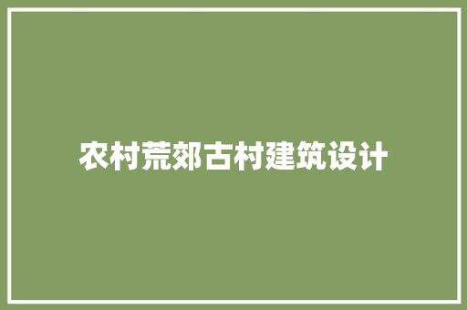 农村荒郊古村建筑设计