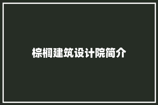 棕榈建筑设计院简介 施工技术