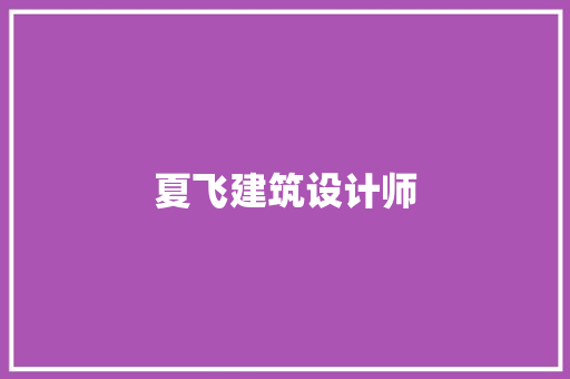 夏飞建筑设计师