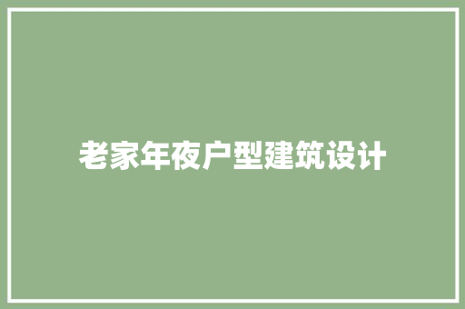 老家年夜户型建筑设计