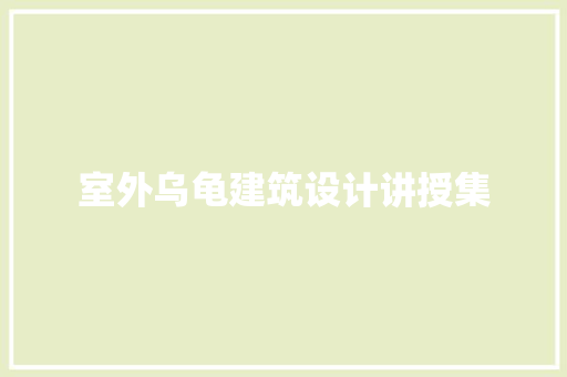 室外乌龟建筑设计讲授集