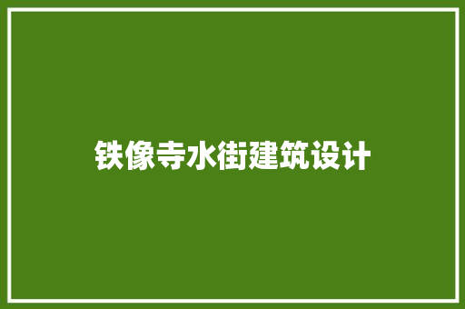 铁像寺水街建筑设计