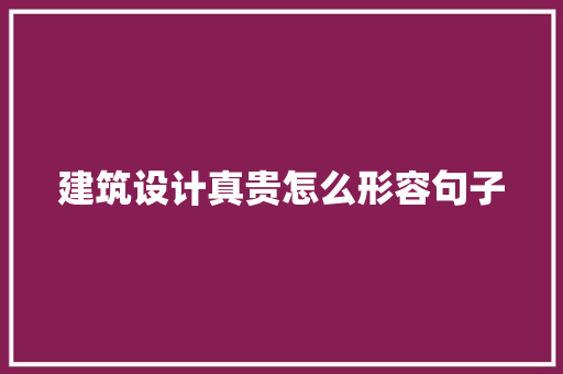 建筑设计真贵怎么形容句子