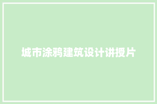 城市涂鸦建筑设计讲授片 施工管理