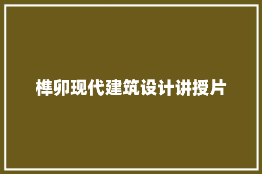榫卯现代建筑设计讲授片 公共建筑设计