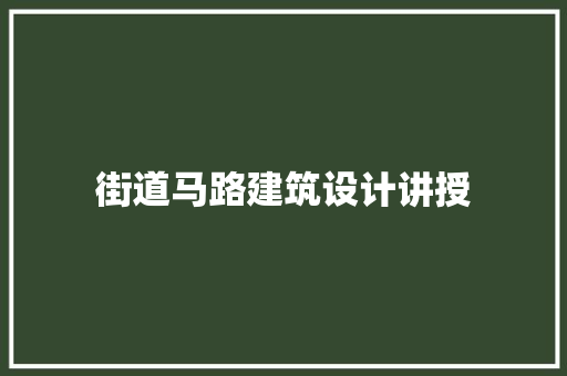 街道马路建筑设计讲授