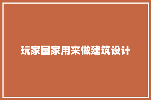 玩家国家用来做建筑设计 施工技术