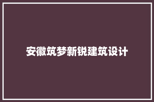 安徽筑梦新锐建筑设计