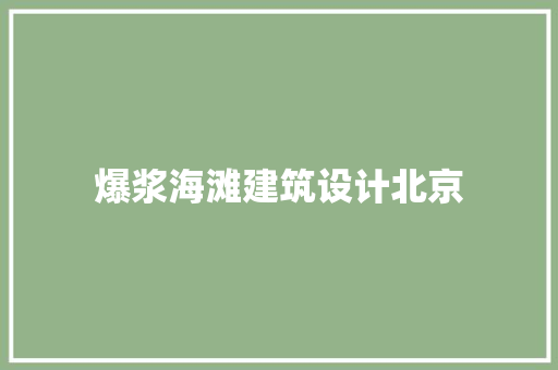 爆浆海滩建筑设计北京