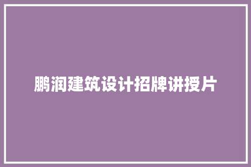 鹏润建筑设计招牌讲授片