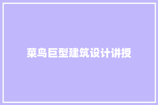 菜鸟巨型建筑设计讲授