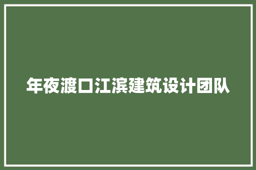 年夜渡口江滨建筑设计团队 公共建筑设计
