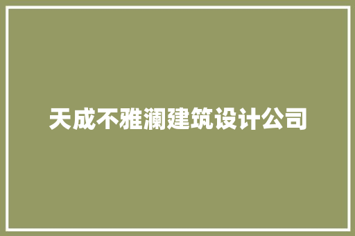 天成不雅澜建筑设计公司 施工技术