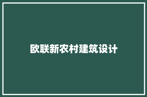 欧联新农村建筑设计