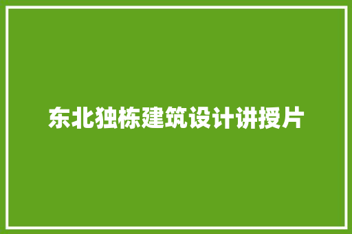 东北独栋建筑设计讲授片