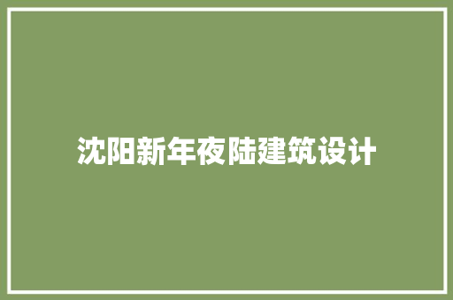 沈阳新年夜陆建筑设计