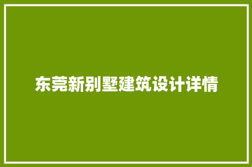 东莞新别墅建筑设计详情