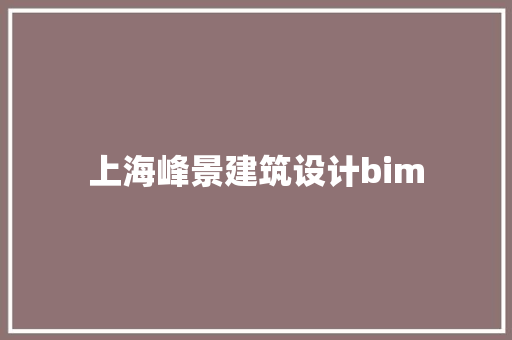 上海峰景建筑设计bim