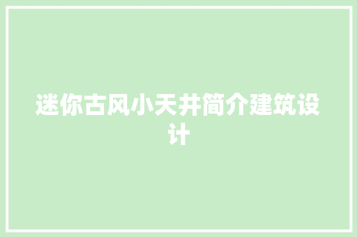 迷你古风小天井简介建筑设计