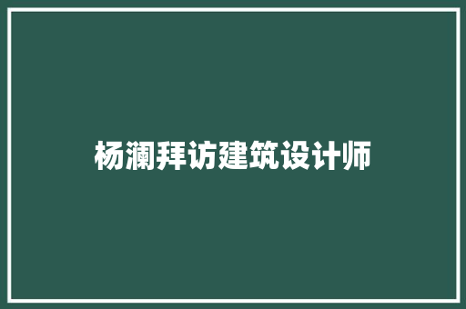 杨澜拜访建筑设计师