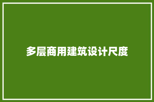 多层商用建筑设计尺度