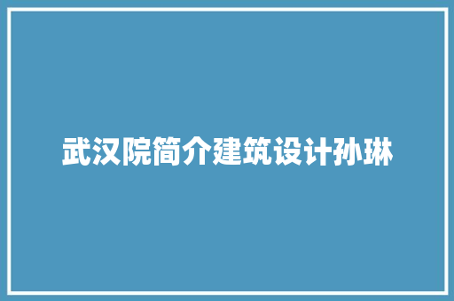 武汉院简介建筑设计孙琳