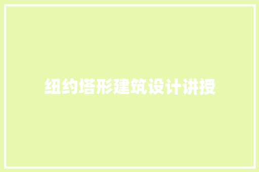纽约塔形建筑设计讲授 施工技术