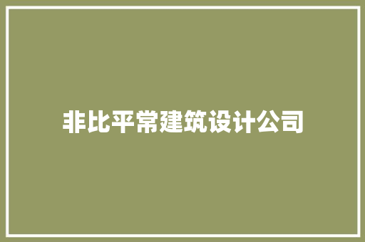 非比平常建筑设计公司 施工技术