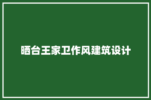 晒台王家卫作风建筑设计 施工技术