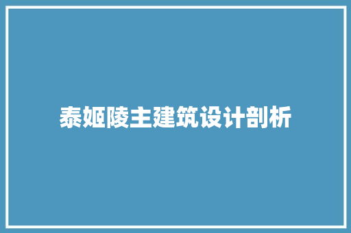 泰姬陵主建筑设计剖析 常用设备