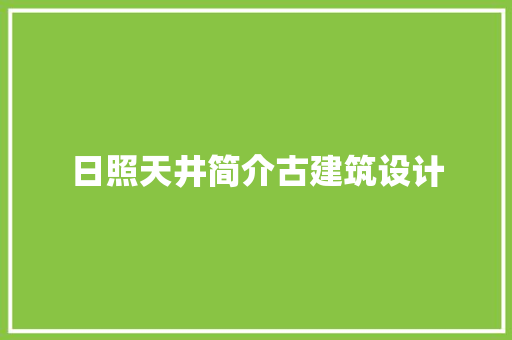 日照天井简介古建筑设计 施工管理