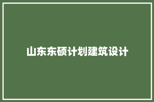 山东东硕计划建筑设计