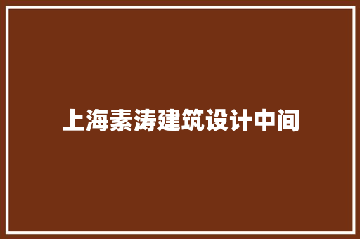 上海素涛建筑设计中间 住宅建筑设计