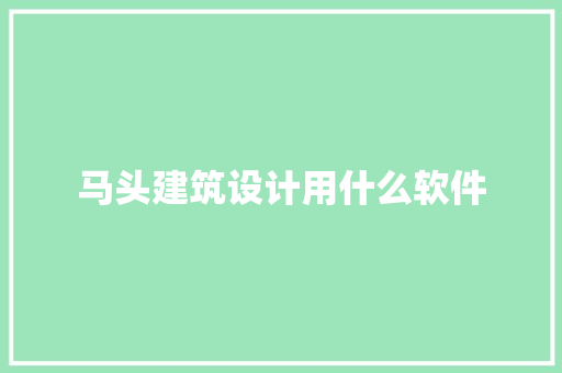 马头建筑设计用什么软件