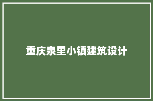 重庆泉里小镇建筑设计 建筑设计