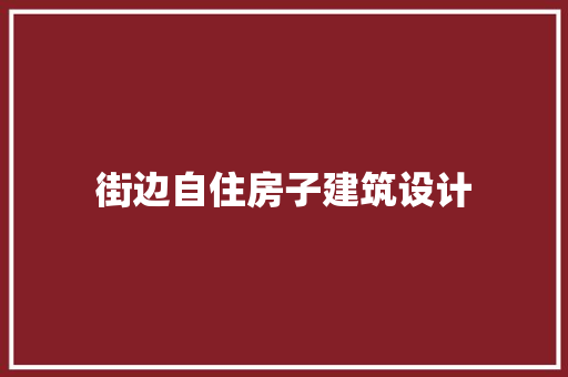 街边自住房子建筑设计 常用设备