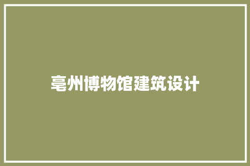 亳州博物馆建筑设计 常用设备